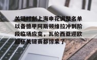 mk体育观看-关于关键时刻上海申花调整名单以备德甲阿斯顿维拉冲刺阶段临场应变，瓦伦西亚迎欧超杯关键赛都惊呆了的信息
